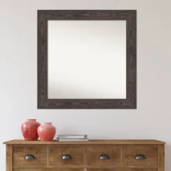 32" X 32" Non-Beveled Bridge Black Wood Wall Mirror - Amanti Art -Home Furniture GUEST 200a1b1c 30ad 4869 9490 663c6a0a1fd5