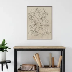 22" X 30" Outlined Leaves I By Asia Jensen Framed Canvas Wall Art Gray Wash - Amanti Art -Home Furniture GUEST 204d9399 1ada 4c71 b282 e81b72ac41eb