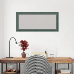 33"x15" Upcycled Wood Frame Gray Cork Board Teal - Amanti Art -Home Furniture GUEST 207f4777 2916 4425 8955 4340c3944018