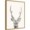 18" X 24" Animal Mug IV Deer By Victoria Borges Framed Canvas Wall Art Gold - Amanti Art