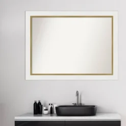 43" X 32" Non-Beveled Eva Bathroom Wall Mirror White - Amanti Art: Modern Rectangle, Wall Mount, Includes Hardware -Home Furniture GUEST 20c006c7 65bb 4fd2 8d60 b8f3a54c8677
