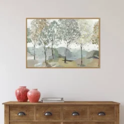 33" X 22" Breezy Landscape Trees I By Allison Pearce Framed Canvas Wall Art Light Brown - Amanti Art -Home Furniture GUEST 21c63f21 a674 47c3 a07a d88737f9bf62