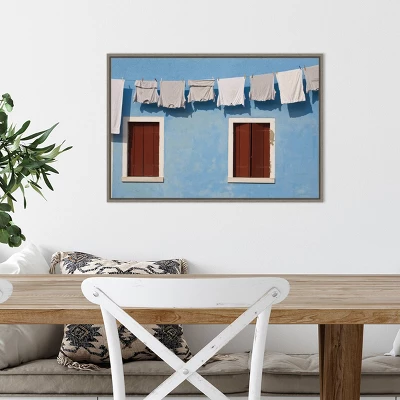 23" X 16" Hanging Laundry Along Wall By Brenda Tharp Danita Delimont Framed Canvas Wall Art Blue - Amanti Art 6 23" X 16" Hanging Laundry Along Wall By Brenda Tharp Danita Delimont Framed Canvas Wall Art Blue - Amanti Art - Image 4