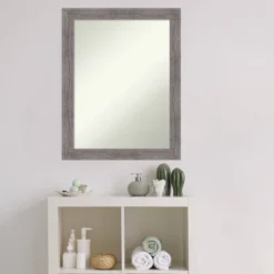 22" X 28" Non-Beveled Pinstripe Plank Gray Narrow Bathroom Wall Mirror - Amanti Art 16 22" X 28" Non-Beveled Pinstripe Plank Gray Narrow Bathroom Wall Mirror - Amanti Art -Home Furniture GUEST 232efb0c 191a 46e8 bcca 082491ccc174