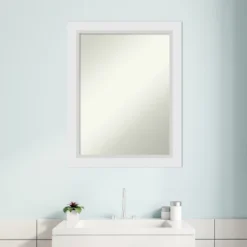 Amanti Art Blanco White Non-Beveled Wood Bathroom Wall Mirror -Home Furniture GUEST 2340ad56 14b2 4df4 b3bf f3c9e61b68ff