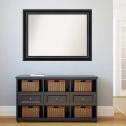 44" X 33" Non-Beveled Grand Black Wall Mirror - Amanti Art: Modern Rectangle, Polystyrene Frame, Wall Mounted -Home Furniture GUEST 24cd02c2 9e42 4170 8502 2d0856689e1f