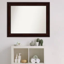 33" X 27" Non-Beveled Bathroom Wall Mirror Coffee Bean Brown - Amanti Art -Home Furniture GUEST 24e26a7e 00df 42cf 8eee ef0e5333ea75