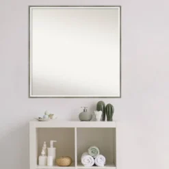 27" X 27" Non-Beveled Lucie Wood Bathroom Wall Mirror Silver - Amanti Art -Home Furniture GUEST 24fc0d1c 26dd 4a1a b295 279d39f55b5d