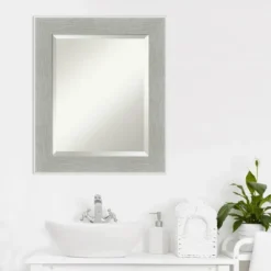 Glam Framed Bathroom Vanity Wall Mirror Linen Gray - Amanti Art -Home Furniture GUEST 25f1e63e 5482 4071 891c 6e3b300e350f