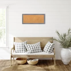 32"x14" Edwin Wood Frame Natural Cork Board Gray - Amanti Art -Home Furniture GUEST 2659f767 c04a 4db5 bc47 c2119d5259be