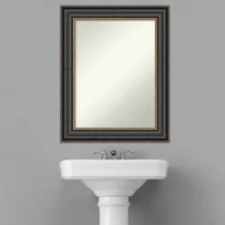 24" X 30" Non-Beveled Thomas Black Bronze Bathroom Wall Mirror - Amanti Art -Home Furniture GUEST 26b63411 691f 47f7 a0e6 61075f1ab3d6