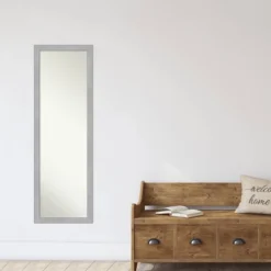 17" X 51" Vista Brushed Framed On The Door Mirror Nickel - Amanti Art -Home Furniture GUEST 26c039fb 64ed 41c0 b5ed 4f67e0f381c2