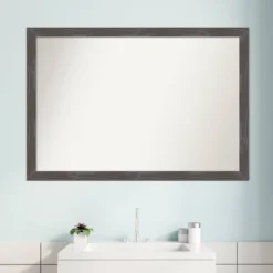 39" X 27" Non-Beveled Woodridge Rustic Gray Wood Bathroom Wall Mirror - Amanti Art -Home Furniture GUEST 26e1b655 8ea5 4106 9b5d 2b8e59c24bff
