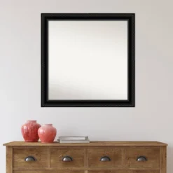 30" X 30" Non-Beveled Corded Black Wall Mirror - Amanti Art -Home Furniture GUEST 277ad436 4e90 4be3 af6e b0747e3b8767