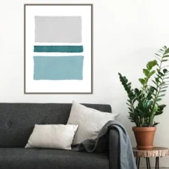 22" X 30" Painted Weaving V Blue Green By Piper Rhue Framed Canvas Wall Art Gray Wash - Amanti Art -Home Furniture GUEST 2a7d76ee 6e4d 451e ab59 d61ba54e77a7
