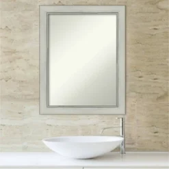 22" X 28" Non-Beveled Flair Patina Bathroom Wall Mirror Silver - Amanti Art -Home Furniture GUEST 2b2baf0d b6af 47b5 bb19 89a4541eda06