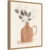 16" X 20" La Planta II Floral Vase By Victoria Barnes Framed Canvas Wall Art - Amanti Art