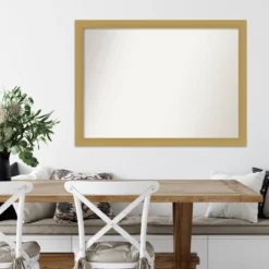 42" X 31" Non-Beveled Grace Brushed Gold Wall Mirror - Amanti Art -Home Furniture GUEST 2c138efc a68f 489d 857c 6f43360d155d