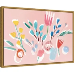 23" X 16" Flowing Florals By Isabelle Z Framed Canvas Wall Art - Amanti Art