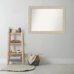 44" X 33" Non-Beveled Fair Baroque Wood Bathroom Wall Mirror Cream - Amanti Art -Home Furniture GUEST 2ce4ad2d 0104 4752 808a 0f43523eab6f