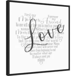 22" X 22" Mother's Day Heart Love By Cynthia Coulter Framed Canvas Wall Art Black - Amanti Art