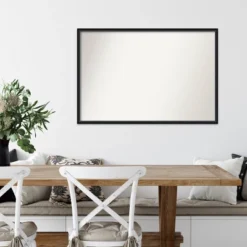 37" X 25" Non-Beveled Lucie Black Wood Wall Mirror - Amanti Art -Home Furniture GUEST 304ceb25 bc10 414c 80ac 6a05a0746548