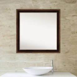 30" X 30" Non-Beveled Corded Bathroom Wall Mirror Bronze - Amanti Art -Home Furniture GUEST 30c72f05 1d80 497c 866e 7ed77c7b549b