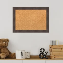 Amanti Art Whiskey Brown Rustic Wood Framed Corkboard, Grey Cork -Home Furniture GUEST 319635d5 bb6c 4937 ae54 e4e05a6821d6