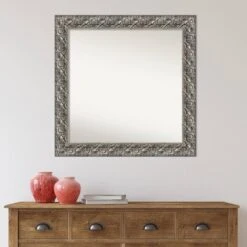 32" X 32" Non-Beveled Silver Luxor Wood Wall Mirror - Amanti Art -Home Furniture GUEST 33f1921c f13f 408f 8e63 b21766f0039e