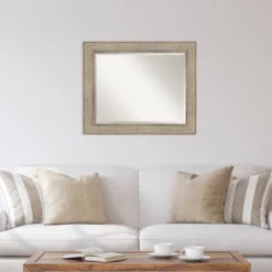 34" X 28" Beveled Trellis Silver Wood Wall Mirror - Amanti Art -Home Furniture GUEST 34865562 76a4 450f be5c 91af81e980df