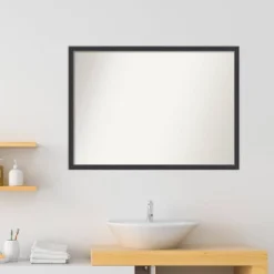 40"x29" Non-Beveled Wood Bathroom Wall Mirror Black - Amanti Art: Modern Rectangle, Wall Mount, Includes Hardware -Home Furniture GUEST 34baf62f f74b 464f 908d d7b6c507bb83