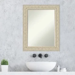 Amanti Art Fair Baroque Cream Petite Bevel Wood Bathroom Wall Mirror 29.5 X 23.5 In. -Home Furniture GUEST 34c5a4c2 5727 4dc8 b1a2 96d2f55c4203