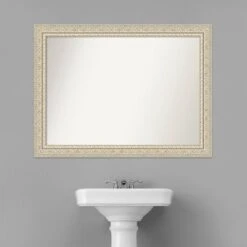 44" X 33" Non-Beveled Fair Baroque Wood Bathroom Wall Mirror Cream - Amanti Art -Home Furniture GUEST 353ae848 11ab 4746 aaf3 dd93465bd330