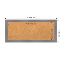 32"x14" Edwin Wood Frame Natural Cork Board Gray - Amanti Art -Home Furniture GUEST 35c9ab7c cc17 4511 9135 4e1e5c08c5cd