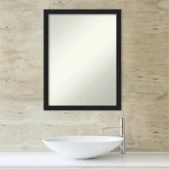 20" X 26" Non-Beveled Grace Narrow Bathroom Wall Mirror Brushed Metallic Black - Amanti Art -Home Furniture GUEST 37e0081b 7fc9 45f4 9dba bd72027f6a2e