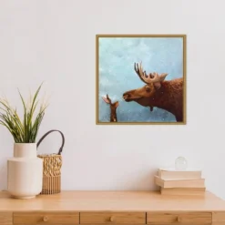 16" X 16" Moose And Rabbit By Lucia Stewart Framed Canvas Wall Art - Amanti Art -Home Furniture GUEST 37f0c805 fe0e 45f9 9ccf 9522aed26910