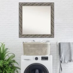 32" X 32" Non-Beveled Silver Luxor Wood Wall Mirror - Amanti Art -Home Furniture GUEST 38df0bd5 b753 4496 a2b2 3d7ea16be8d4