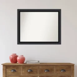 32" X 26" Non-Beveled Nero Black Wood Wall Mirror - Amanti Art -Home Furniture GUEST 38ee92c4 6bd4 4065 a4b4 a6f7bbcc3838