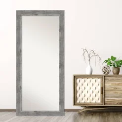 30" X 66" Non-Beveled Bridge Gray Wood Full Length Floor Leaner Mirror - Amanti Art -Home Furniture GUEST 3a06be4c 4050 493d bae3 0f2d1e02982c