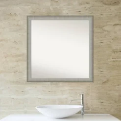29" X 29" Non-Beveled Elegant Narrow Bathroom Wall Mirror Brushed Pewter - Amanti Art -Home Furniture GUEST 3a8e2491 1658 421a ba15 346de4a8187d