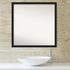 28" X 28" Non-Beveled Grace Narrow Bathroom Wall Mirror Brushed Metallic Black - Amanti Art -Home Furniture GUEST 3b2f9bd0 7a47 4a05 b029 8a8adb43bb6c