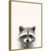 18" X 24" Animal Mug II Raccoon By Victoria Borges Framed Canvas Wall Art Gold - Amanti Art