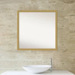 28" X 28" Non-Beveled Grace Narrow Bathroom Wall Mirror Brushed Gold - Amanti Art -Home Furniture GUEST 3b53b23d 5a3a 45fe b393 202f0cb7745a