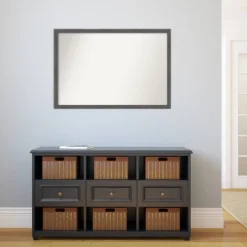 38" X 26" Non-Beveled Pinstripe Plank Gray Thin Wall Mirror - Amanti Art -Home Furniture GUEST 3dcca3b7 a15b 40c5 8e11 8b449c09e3ea