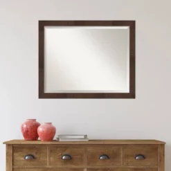 31" X 25" Wildwood Narrow Framed Wall Mirror Brown - Amanti Art -Home Furniture GUEST 3dd799fb 3faa 4d1a a310 2d0413e03254