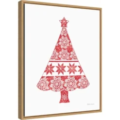 16" X 20" Nordic Holiday Christmas Tree By Beth Grove Framed Canvas Wall Art - Amanti Art