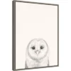 18" X 24" Animal Mug III Owl By Victoria Borges Framed Canvas Wall Art Gray - Amanti Art