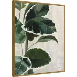 22" X 28" Tropical Study I By Julia Purinton Framed Canvas Wall Art Gold - Amanti Art