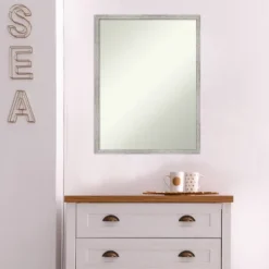 19" X 25" Non-Beveled Shiplap White Narrow Wood Wall Mirror - Amanti Art -Home Furniture GUEST 3f37a264 ebcf 43eb a5ac 93942fba33d5