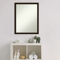 Espresso Brown Non-Beveled Wood Bathroom Wall Mirror -Home Furniture GUEST 3fbd9a20 e462 4bf0 85d0 d25f2bc6235a